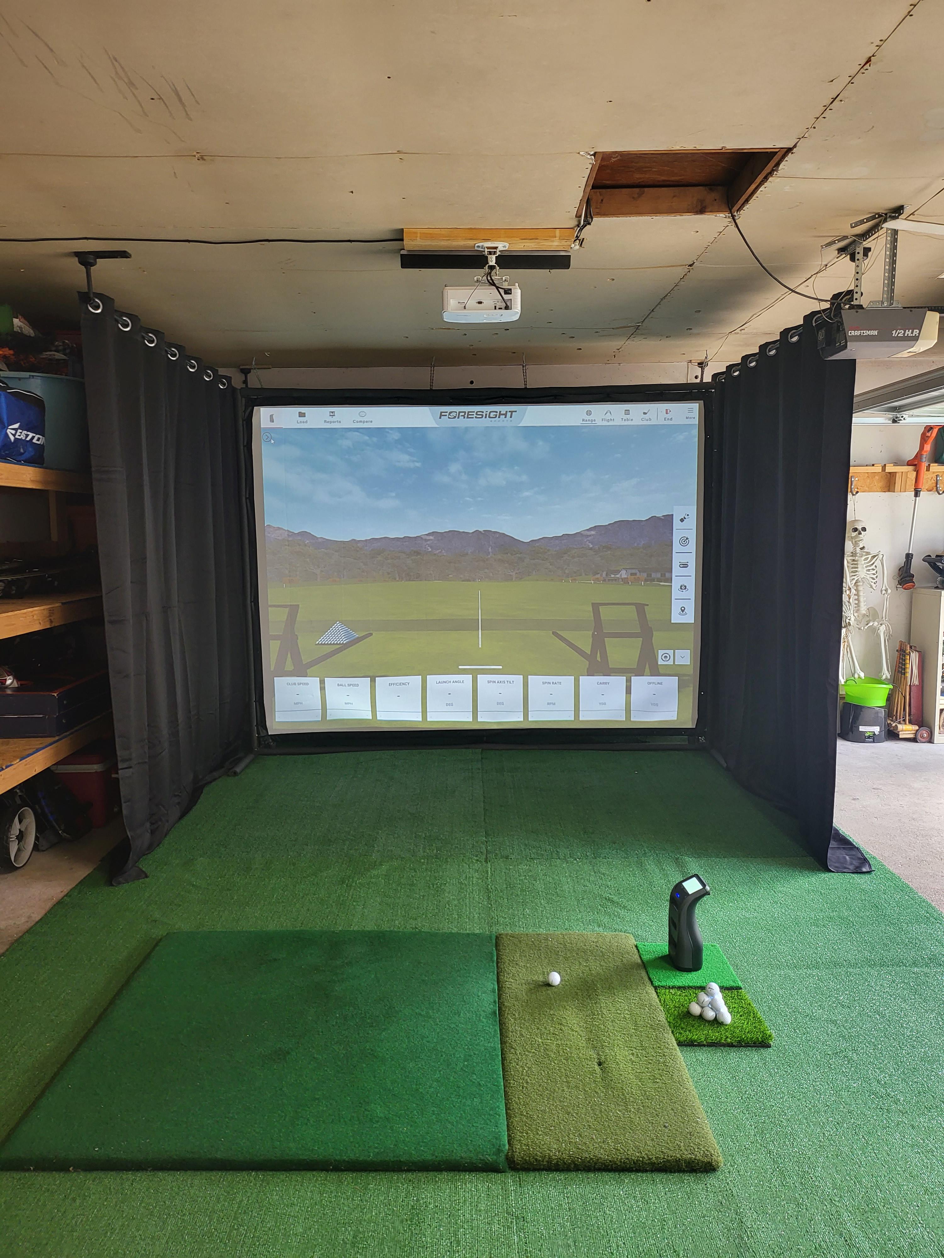 Completed home golf simulator