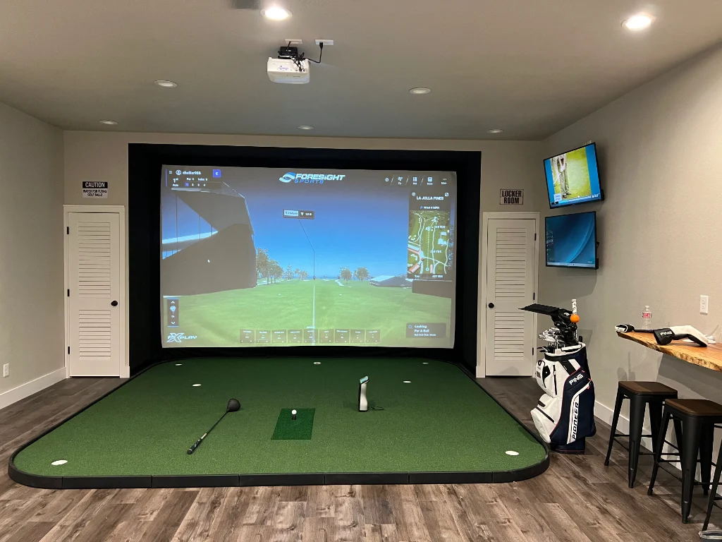 Completed home golf simulator